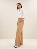 Camel broek benji poplin pants