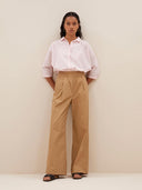 Camel broek benji poplin pants