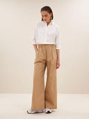 Camel broek benji poplin pants