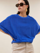 Blauwe slub top nuki
