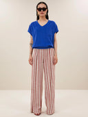 Blauwe slub top nuki