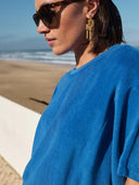 Blauwe slub top nuki