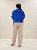 Blauwe slub top nuki