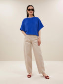 Blauwe slub top nuki