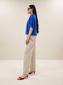 Blauwe slub top nuki