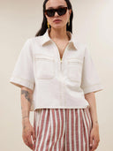 Creme philipe twill top