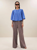 Blauwe blouse davin athia