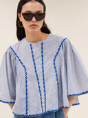 Blauwe blouse davin pinstripe