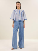 Blauwe blouse davin pinstripe