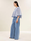 Blauwe blouse davin pinstripe