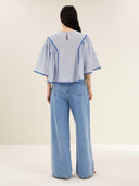 Blauwe blouse davin pinstripe