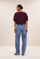 Donkerblauw gestreepte top merle heavy flame