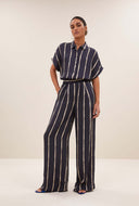 Donker blauwe karly tie dye stripe blouse