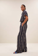 Donker blauwe karly tie dye stripe blouse