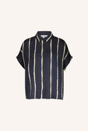Donker blauwe karly tie dye stripe blouse