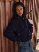 Donkerblauwe jas maggie wool jacket