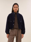 Donkerblauwe jas maggie wool jacket