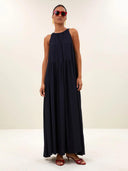 Donkerblauwe maxi jurk peggy twill