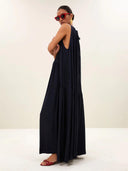 Donkerblauwe maxi jurk peggy twill