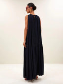 Donkerblauwe maxi jurk peggy twill
