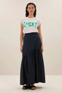 Donkerblauwe joya poplin skirt