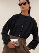 Donkerblauwe nyka lurex blouse