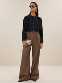 Donkerblauwe nyka lurex blouse