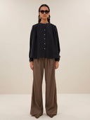 Donkerblauwe nyka lurex blouse