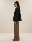 Donkerblauwe nyka lurex blouse