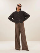 Donkerbruine alpacamix cardigan vasile