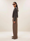 Donkerbruine alpacamix cardigan vasile