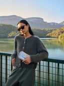 Donkerbruine alpacamix cardigan vasile