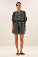 Donker grijze linnen shorts june