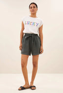 Donker grijze linnen shorts june