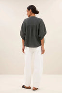 Donker grijze linnen blouse axel
