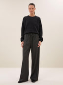 Donkergrijze pantalon pelle herringbone