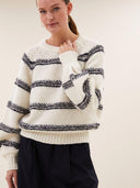 Ecru gebreide trui lucia stripe