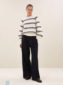 Ecru gebreide trui lucia stripe
