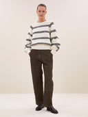 Ecru gebreide trui lucia stripe