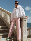 Gestreepte jeans lew pink rocky