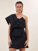 Donkerblauwe top jula jacquard