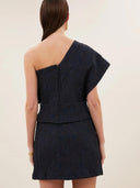 Donkerblauwe top jula jacquard