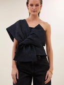 Donkerblauwe top jula jacquard