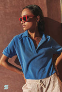 Kobalt blauwe top harper slub