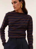 Bruine top leya big stripe