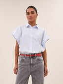 Blauwe blouse pixie chambray