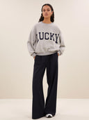 Grijze sweater bibi patchwork