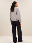 Grijze sweater bibi patchwork