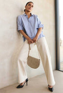 Blauwe top norel pin stripe blouse