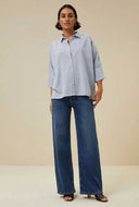 Blauwe top norel pin stripe blouse